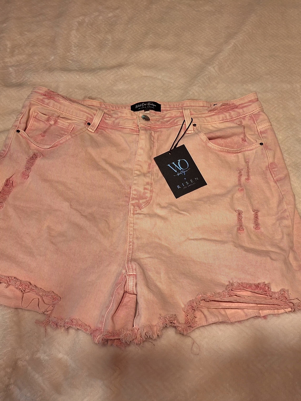 Pink Distressed Cutoff Denim Women’s Shorts 3X